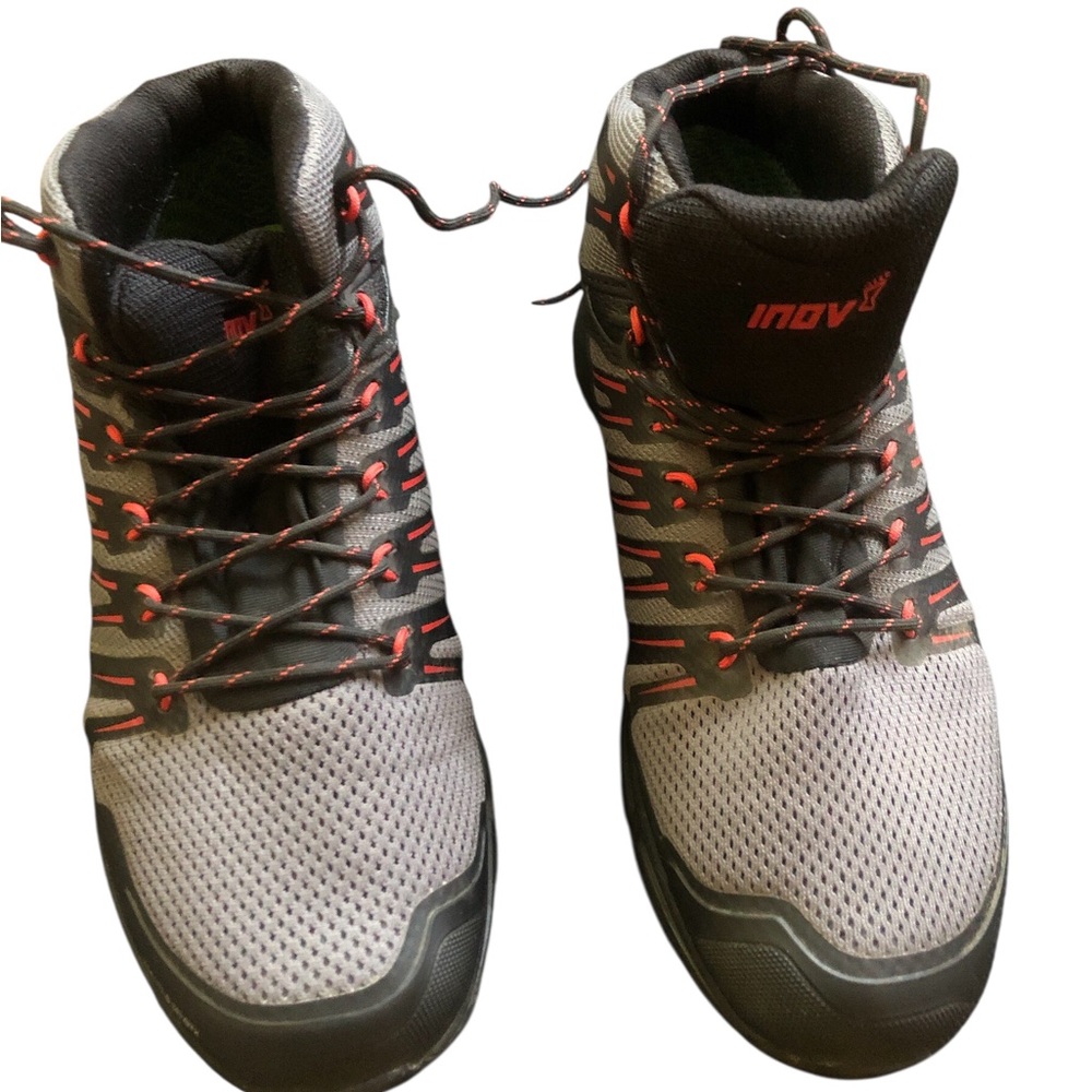 Inov-8 Men's Black and Gray Trail Boots with Red Accents. Very good condition.